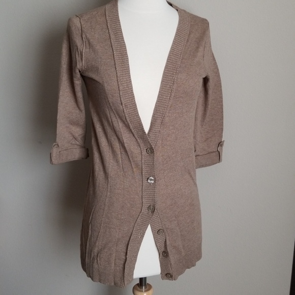 Taupe half sleeve cardigan - Picture 2 of 6